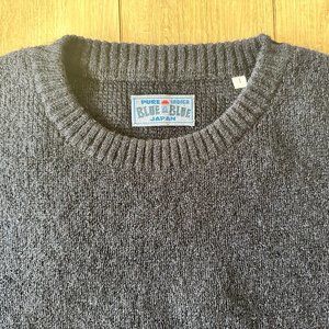 Pure Indigo Blue Blue Japan Men's Crew sweater Size 1 or Small. Made in Japan